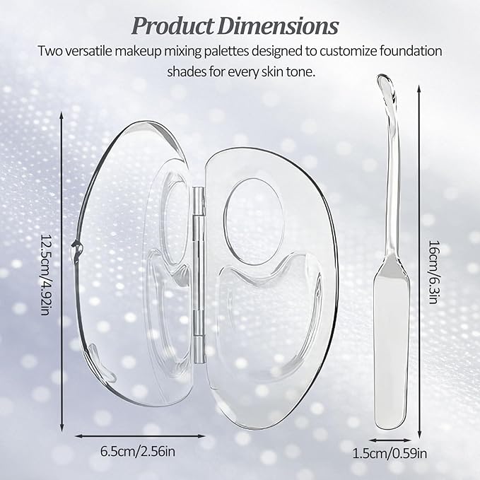 2 PCS Transparent Acrylic Makeup Mixing Palette with Sealed Storage – Liquid Foundation Holder, Nail & Pigment Blending Board