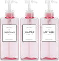 22oz Set of 3 Travel Shampoo and Conditioner Dispenser, Empty Soap Dispenser, Pink Refillable Bottles