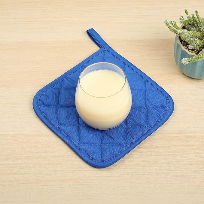 6 Pack Potholders Kitchen Pot Holders Set,Cotton Pot Holders for Kitchen 7 inch hot Pads,Heat Resistant Hot Pads for Cooking and Baking Dark Blue
