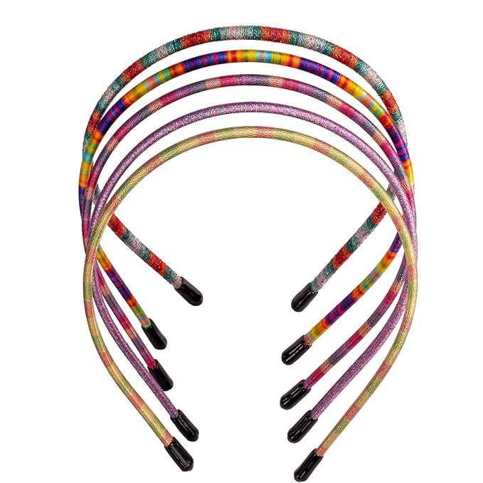 minihope Skinny Multicolor Headbands - Assorted Colors for All Hair Types - Instant Style, Pain-Free Wear - Durable, Adjustable, 5 Pack - Women, Men, Boys, Girls.