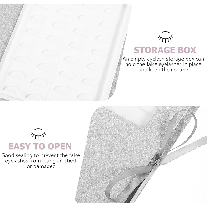 Artificial Eyelash Storage Box with Window 16-pair Silver Lash Organizer Case for False Eyelashes Packaging and Travel