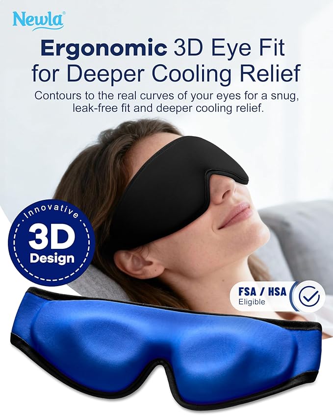 Upgraded Cooling Gel Eye Mask for Puffy Eyes: Larger Full-Eye Cover Design for Ice-Cold Therapy Relief, Headache & Migraine Relief, Reusable Cold Compress for Swelling, Eye Strain, Fatigue (Black)
