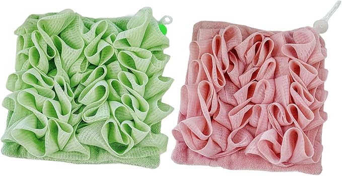 Bath Pouf Soap Holder Sponge Loofah Sponge for Smooth Skin Gentle Lathering Cleansing Shower Pouf with Soap Slot