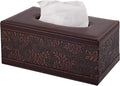 PU Leather Tissue Box Cover Tissue Box Holder Rectangle Tissues Organizer with Magnetic Bottom,Decorative Napkin Caddy for Vanity Dresser Night Stand Table Countertop Home Office Car,Retro