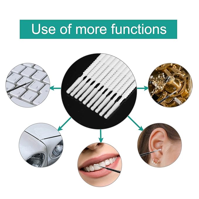 200 Pieces Disposable Micro Brush Applicator Microswabs for Eyelash Extension Removing Tools, Mini Cotton Swab Brushes for Makeup and Personal Care (White)