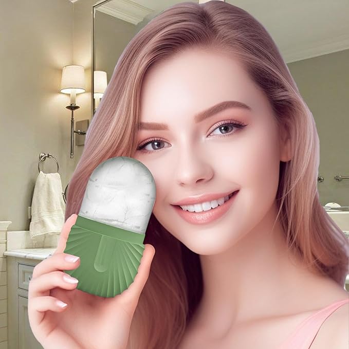 Ice Roller For Face And Eye, Reusable Ice Face Roller, Facial IceRoller, IceGlobes For Faces, Silicone Massage IceMold, IceRoller Skin Care Tool, Massage Facial Ices Tray For Women Girl(green)
