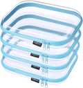YQBRA 4 Pack Clear Hard Shell Zipper Case, See-Through Hard Plastic Organizer Pouches with Zipper for Travel, Toiletries, Makeup, Toy, Electronics & Pencils - Crush-Resistant Storage (M Blue)