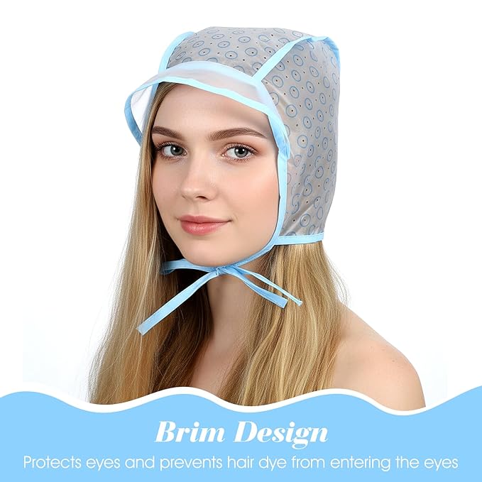 2Pcs Frosting Caps for Highlighting Hair, Blue Highlighting Cap with Plastic Crochet Hook, Highlights Hair Dye Caps Kit for DIY Hairs Coloring, Frosting & Highlights, Salon and Home Use