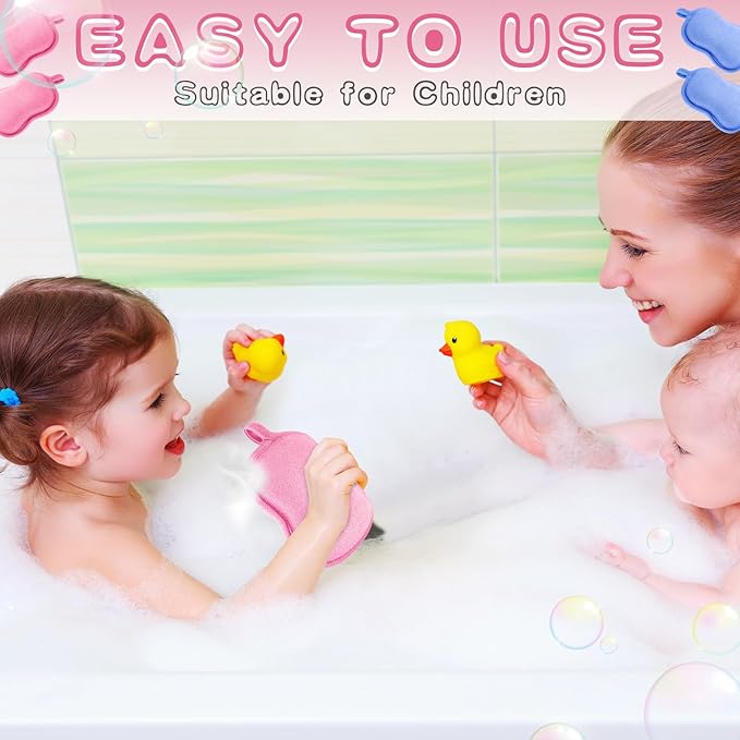 Tatuo 4 Pieces Baby Bath Sponge Cotton Baby Sponge Toddler Soft and Absorbent Loofah for Kids Babies Men Women(Pink,Blue)