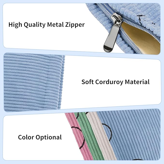2 PCS Corduroy Period Bag for women, Cute Sanitary Napkin Storage Bag Portable Period Pouch with Zipper, Sanitary Pads Bag Tampons Holder for Purse First Period