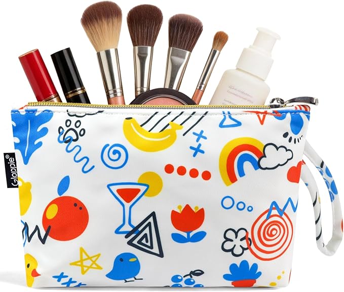 Gloppie Small Makeup Bag Cosmetic Bag for Purse Cute Makeup Pouch White