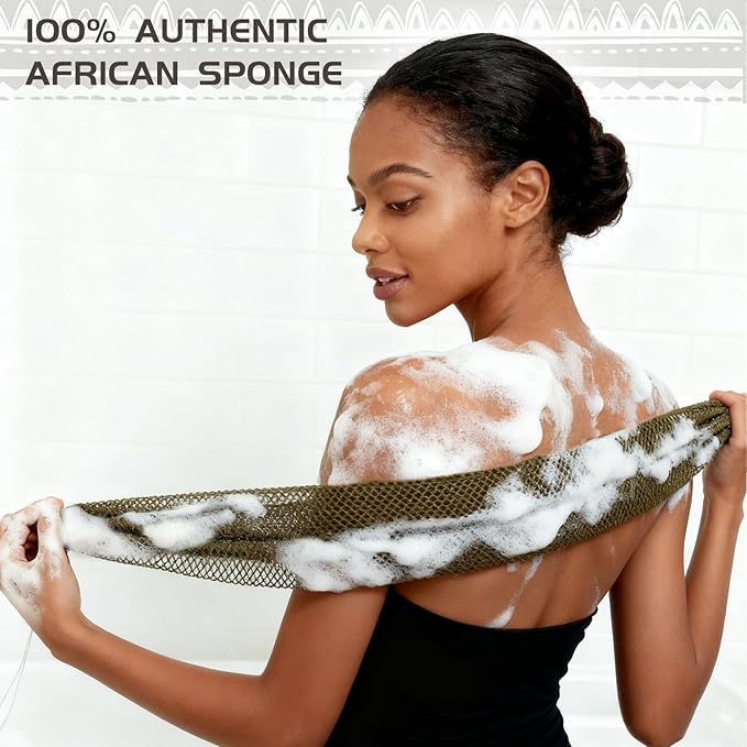 African Net Sponge Authentic, Loofah Exfoliating Body Scrubber Bath Sponge, African Exfoliating Net Sponge Back Scrubber Washcloth for Shower, Body Care Bathing Accessories (Blue)