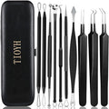 Professional Pimple Popper Tool Kit,10 PCS Blackhead Remover Tweezers,Extractor Acne Removal Kit for Easy Removal for Pimples,Comedone Extractor Tools for Removing Zit,Acne Removal Kit (Black)