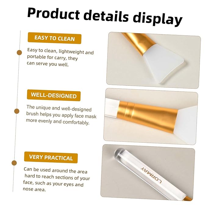 LORMAY Jelly Brush | 2 Pcs Silicone Face Mask Brushes | Facial Applicators for Even Coverage | Skincare Enhancer | Soft Silicone | Transparent Handles | All Skin Types | Kbeauty Accessory