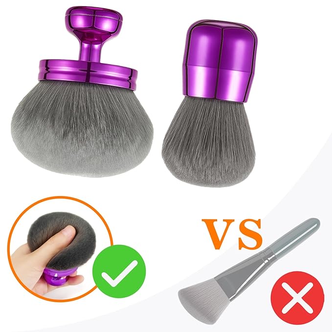 2-in-1 Oversized Body Brush & Kabuki Makeup Brush Set - Ultra Soft for Self Tanner, Body Foundation, & Facial Makeup - Ergonomic Handle for Women, Travel Pouch & Gift Box (Purple)
