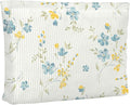 Cute Floral Makeup Pouch for Women Small Make Up Bag for Purse Zipper Initial Makeup Cosmetic Bags Pouches for Purse Aesthetic Travel Toiletry Bags, Elegent Blue Yellow Floral
