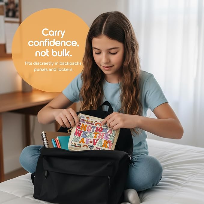 Primo Lines Period Bag – Compact Discreet Tampons & Pad Pouch with Waterproof Lining, Cute & Stylish Period Pouches