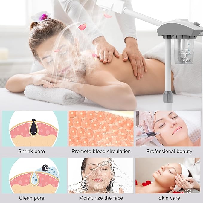 Professional Facial Steamer Machine, Beautician Steamer Facial Spa, Hot Ionic Mist Face Steamer for Home Beauty Salon, Personal Skin Care Deep Cleaning, White