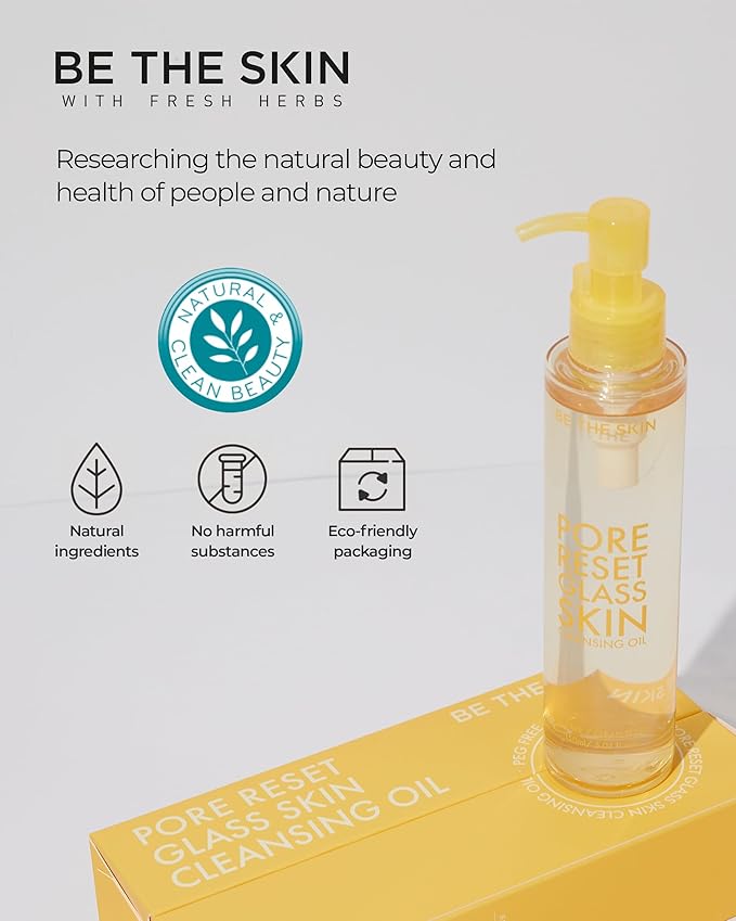 BE THE SKIN Glass Skin Cleansing Oil - 7 Plant Oils + Centella Exosomes & Squalane, Melts Waterproof Makeup & Blackheads, Lightweight Fast-Emulsifying Formula for All Skin Types | 5.07 fl oz