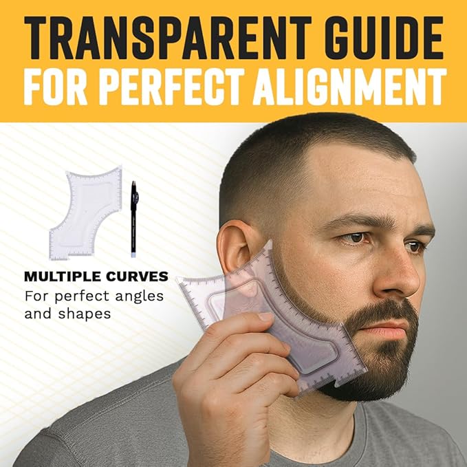 The Cut Buddy Original Shaping Tool, Clear Beard and Hairline Template with Bonus Tracer Pencil, As Seen on Shark Tank