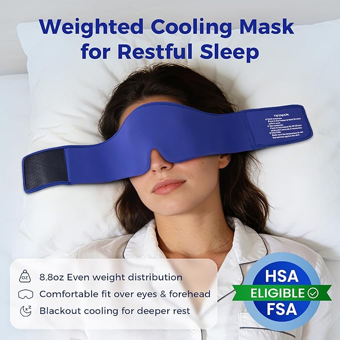 2 Pack Cooling Gel Eye Mask - Puffy Eyes, Dark Circles, Migraine Relief, FSA Eligible, FACEMOON Reusable Sleep Mask for Ice Cold Compress, Long Lasting Comfort for Eye Care, Self Care(Black,Blue)
