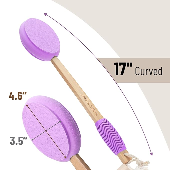 Slick- Lotion Applicator, 17 Inch, Purple, Back Applicator Lotion, Certified Organic, Easy Reach Washable, Self Tanner for All Skin Tone