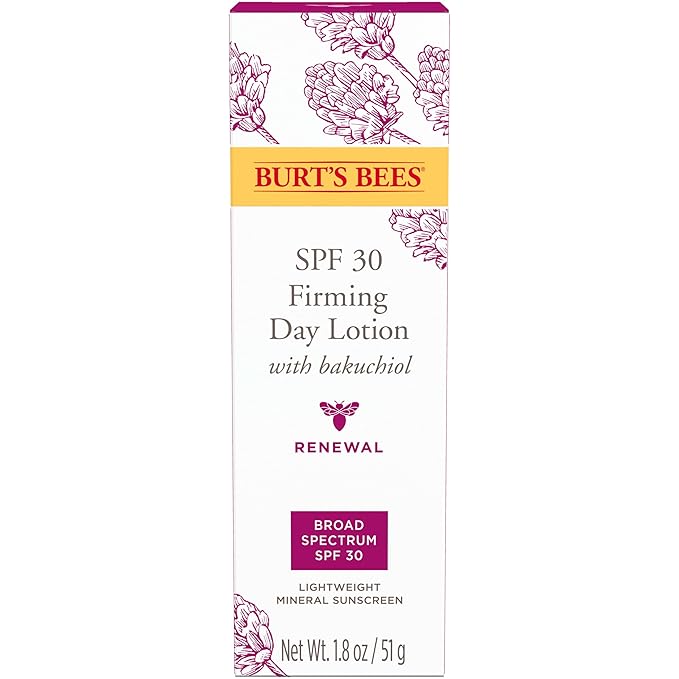 Burt's Bees Renewal SPF 30 Firming Day Face Lotion With Bakuchiol,Sunscreen Face Lotion With Natural Retinol Alternative,98 Percent Natural Origin Skin Care,1.8 oz. Tube,(Pack of 2)