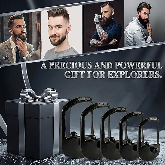 Beard Shaping Tool With 5 Templates, Precision Beard Guide For Clean Lines And Goatee, Durable ABS Beard Shaper Tool For Home Grooming, Portable Beard Accessories For Men (White)