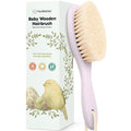 Wooden Baby Hair Brush - Cradle Cap Baby Brush with Soft Goat Bristles, Perfect Gentle Scalp Newborn Comb for Infant, Girls, Boys, Bath Essentials (Thistle, Regular)