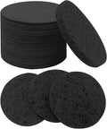 50-Count Large Compressed Facial Sponges for Estheticians,Daily Cleansing and Gentle Exfoliating- 100% Natural Cellulose Spa Sponge Perfect for Removing Dead Skin,Dirt and Makeup(Round 2.95",Black)