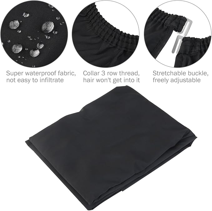 ULTNICE Salon Home Barbers Hairdressing Cape Gown with Viewing Window for Hair Cutting 63 * 57"(Black)