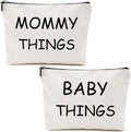 2PCS Mommy and Baby Makeup Bag-Travel Organizer for Mom and Baby Essentials,Cute Parent-Child Toiletry Bag,Canvas Zipper Organizer Bags for Diaper Bags Daily/Travel Use,New Mom Gifts