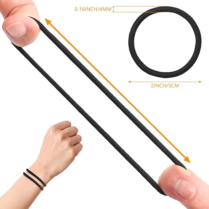 180Pcs Black Hair Ties No Damage Value Size Ouchless Elastics Hair Bands Ponytail Holders Rubber Bands Bull Pack For Women Girls or Men