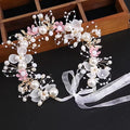 Kids Flower Girl Pearl Headband, Princess Headpiece for Bridal Wedding, Women's Fashion Hair Accessory (Pink)