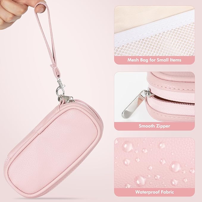 Tampon Holder for Purse, Portable Period Bag with Handle,Travel Pads Tampons Pouch, Pu Leather Small Tampon Organizer Case for Feminine Products, Waterproof Period Bags for Women