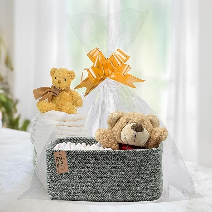 COMFY-HOMI 11.5"x7.5"x4.7" Storage Baskets for Organizing | Cotton Rope Woven Basket | Toy Storage Bin Box | Basket for Shelves, Closet Organizer Bin, Decorative Closet Shelf, 1 Pack,green