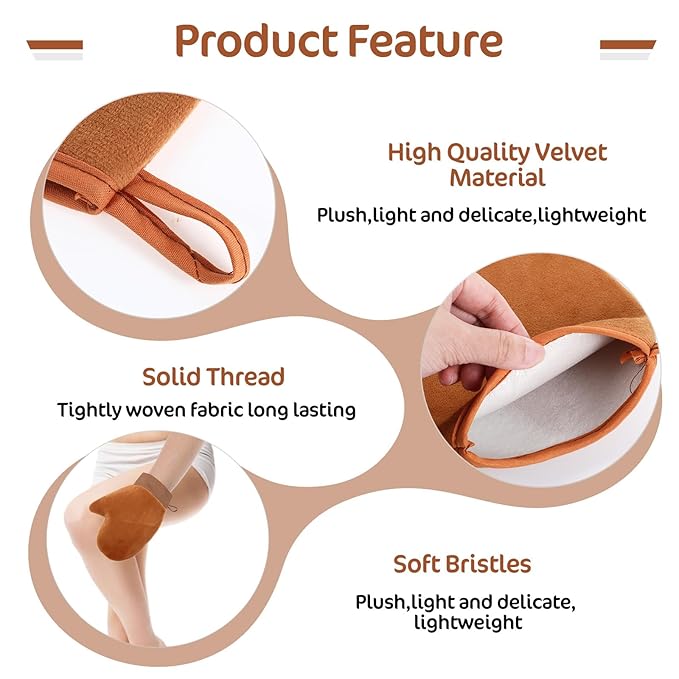 TIESOME 4 Pcs Self Tanning Mitt Applicator Kit, 4 in 1 Reusable Tanning Glove Accessories with Back Lotion Applicators for Your Back for Face Body Streak Free Tan Mitt (brown)
