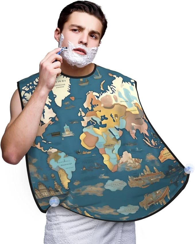 Yellow Flowers Butterflies Print Beard Bib Shaving Apron, Beard Hair Trimming Cape Gift For Dad
