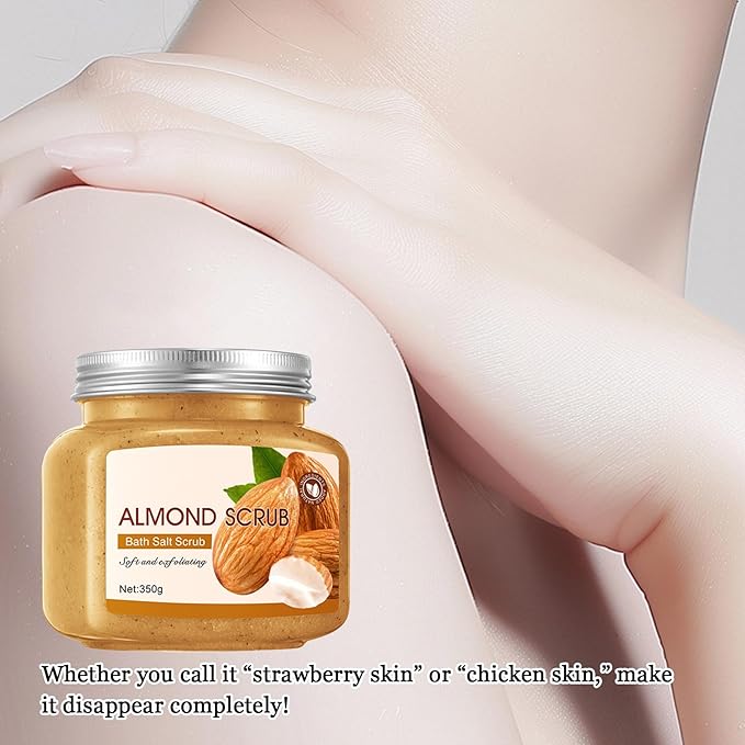 Almond Body Exfoliator, Deep Cleaning Exfoliating Body Scrub, Moisturizing Nourishing Salt Rose Body Scrub, 350 g