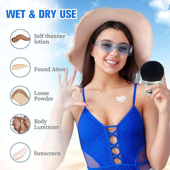 2 Pcs Extra Large Body Makeup Brush, Self Tanner Brush, Self Tanner Back Applicator, Kabuki Brushes for Powder Foundation Bronzer, Leg Makeup Self-Tanning Brushes, Sunscreen Applicator