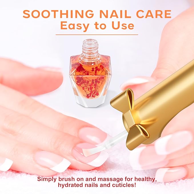 JIASHENG Cuticle Oil, Scented Cuticle Nail Oil Infused with Flowers, Hydrates, Moisturizes, Strengthens, Repairs, Revitalizing Cuticle Oils for Nails Damage Dry Cuticle, Rose, 12ml