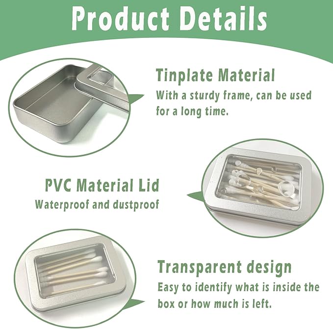 Cotton Swab Holder for Travel, 2 Pcs Portable Small Dental Floss Holder Empty Metal Cotton Ball Holder, Travel Floss Picks Case with Dustproof Lid for Cotton Swabs Hair Ties Floss
