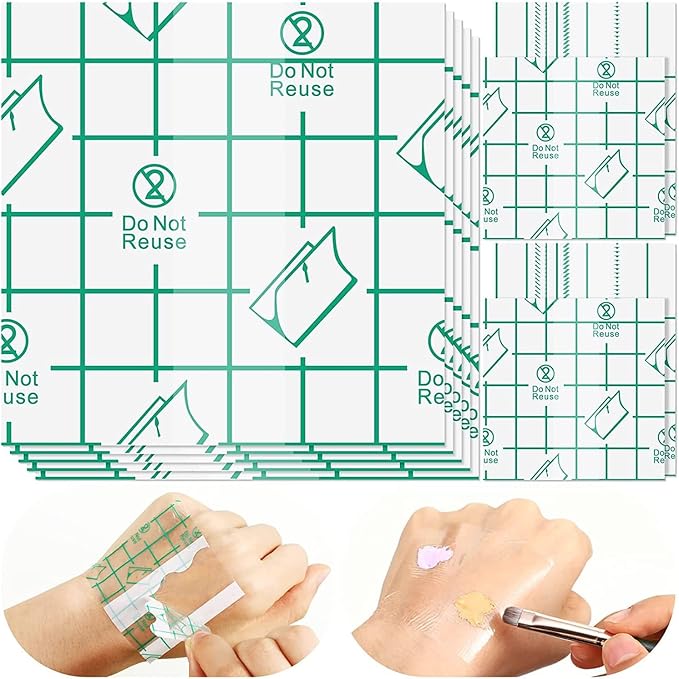 Marhynchus 100pcs Makeup Hand Palette Waterproof PU Film Self Adhesive Disposable Makeup Mixing Palette