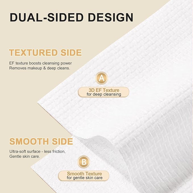Face Towels, XL Facial Dry Towels 10x12 Inch, Biodegradable Disposable Face Wipes for Makeup Remover, Skincare & Face Cleansing, Lint-Free, 100 Count
