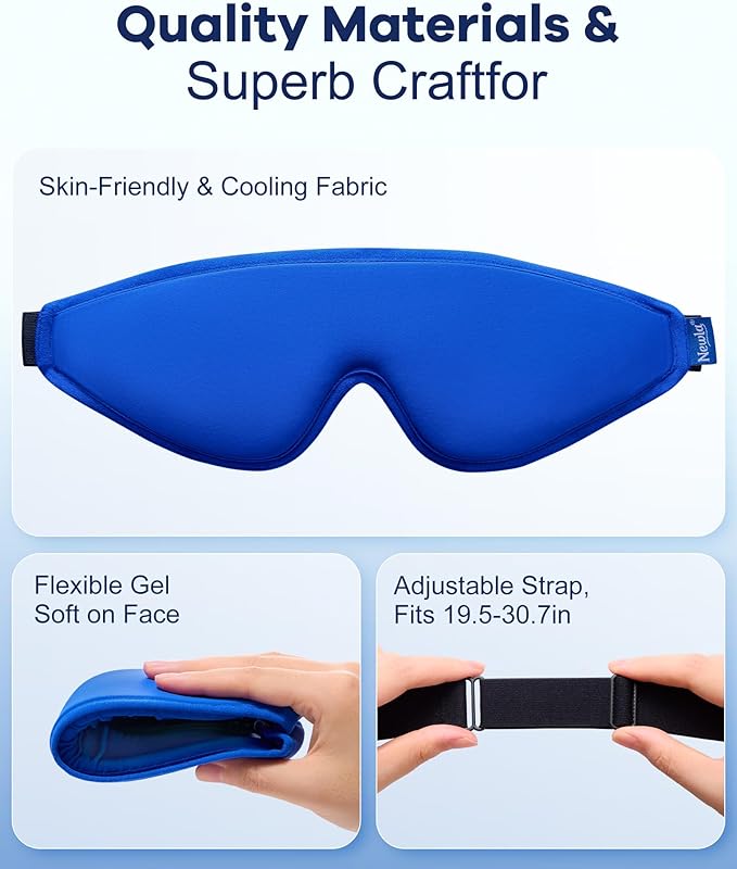 Upgraded Cooling Gel Eye Mask for Puffy Eyes: Larger Full-Eye Cover Design for Ice-Cold Therapy Relief, Headache & Migraine Relief, Reusable Cold Compress for Swelling, Eye Strain, Fatigue (Blue)