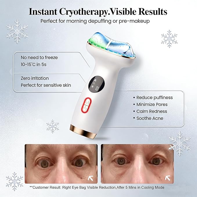 Cold Heat Facial Massager,7 Color Red Light Therapy Face Neck Lift Sculpt Device,Hot Electric Gua Sha Tool & Cooling Depuffing Wand,for Skin Care,Contouring,Firming