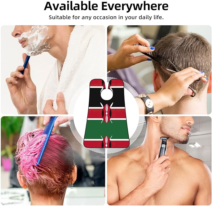 Flag Of Kenya Print Beard Bib Apron For Men, Beard Hair Catcher For Men Shaving Trimming,Beard Cape Cloth