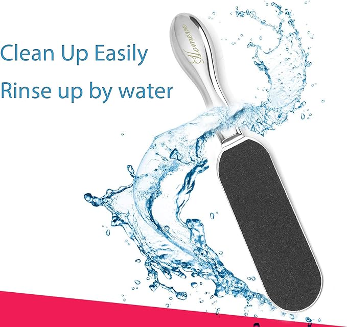 Homeve Professional Pedicure Large Foot File - Reusable Stainless Steel Feet Rasp with 20 Replaceable Coarse-Fine Double Callus Remover