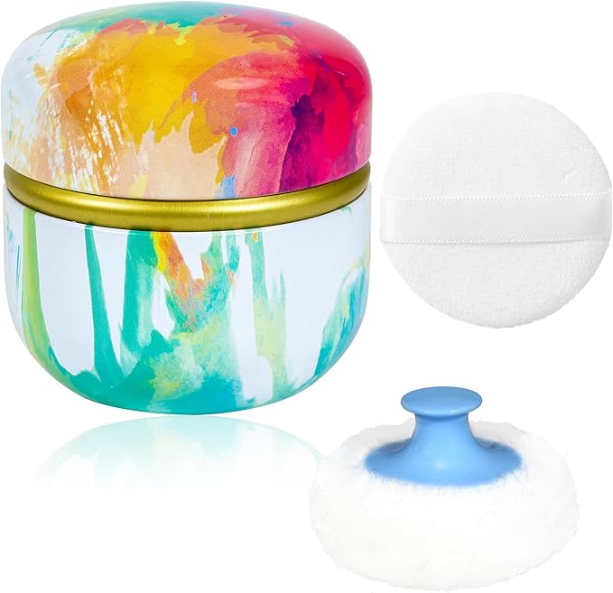 WEMEGA Body Powder Case with Powder Puff Powder Container Tea Box for Baby and Women Powder Puff and Powder Case for Travel (Dreamtime1)