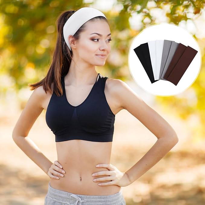 8 Pack Sport Headbands for Women, Elastic Soft Fabric Non-Slip Hair Bands Hair Warp for Daily Workout Yoga Running Sports, Combo 11